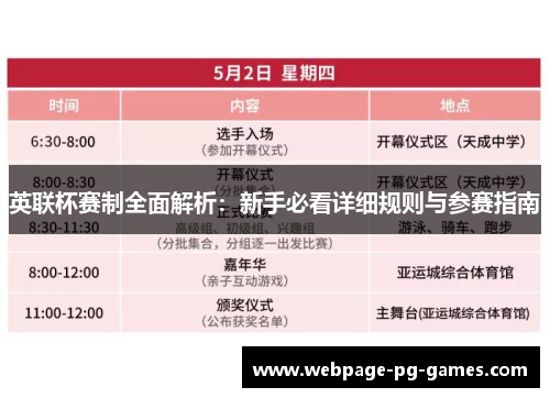 英联杯赛制全面解析：新手必看详细规则与参赛指南